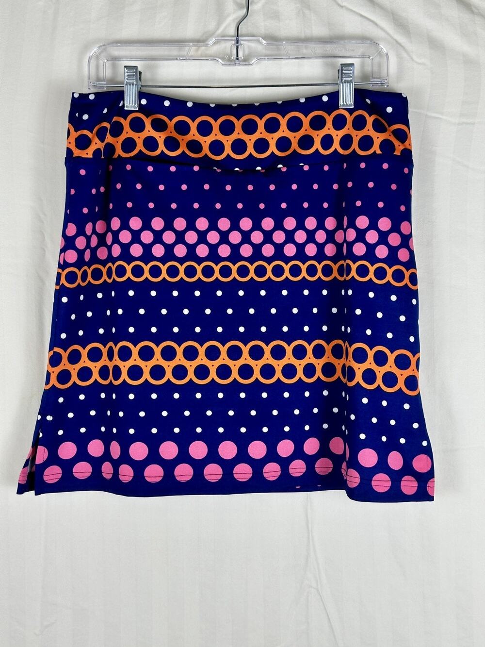 Golftini Best Ball Golf Skort Size Large Blue Pink Polka Dot Athleisure Stretch